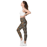 Warm Floral All-Over Print Leggings with Pockets – Stylish & Comfortable Everyday Wear