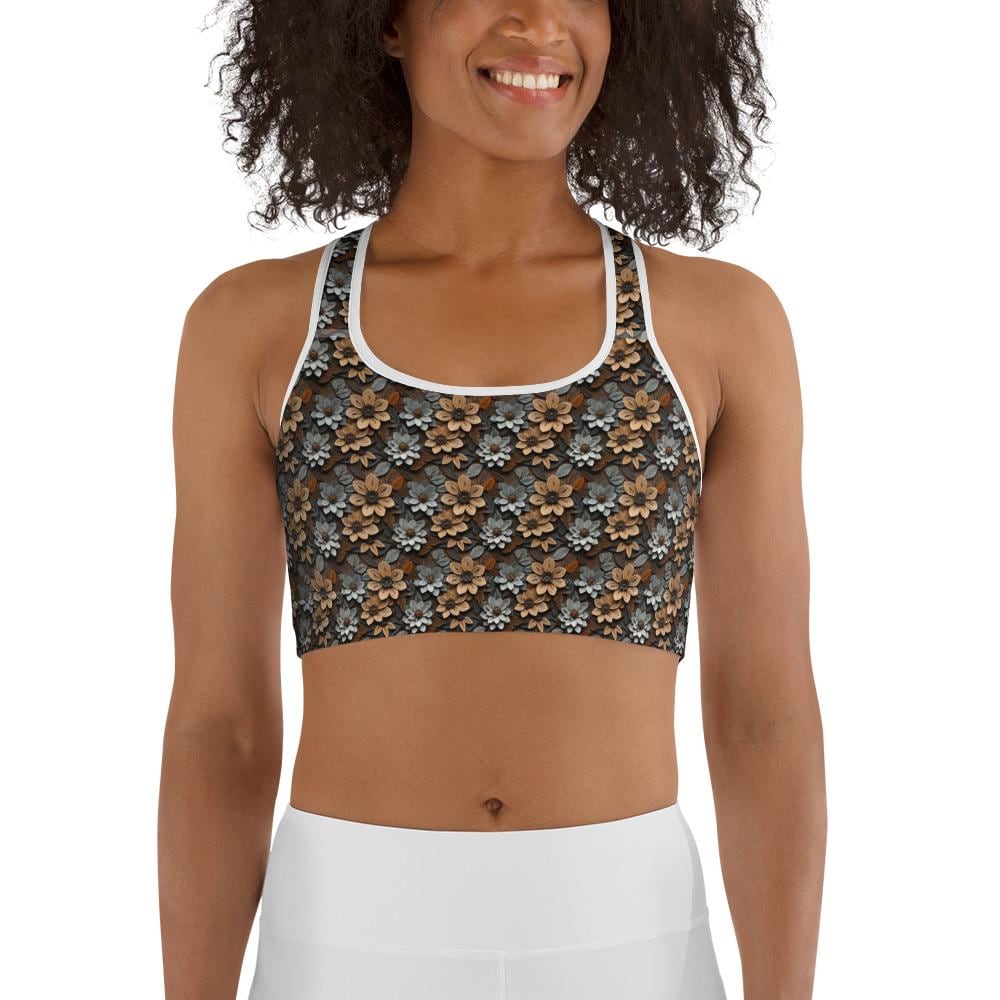 Floral All-Over Print Stylish Sports Bra – Comfortable & Trendy Activewear for Every Workout