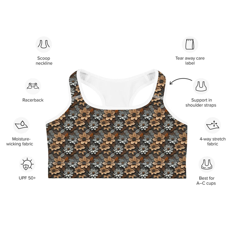 Floral All-Over Print Stylish Sports Bra – Comfortable & Trendy Activewear for Every Workout
