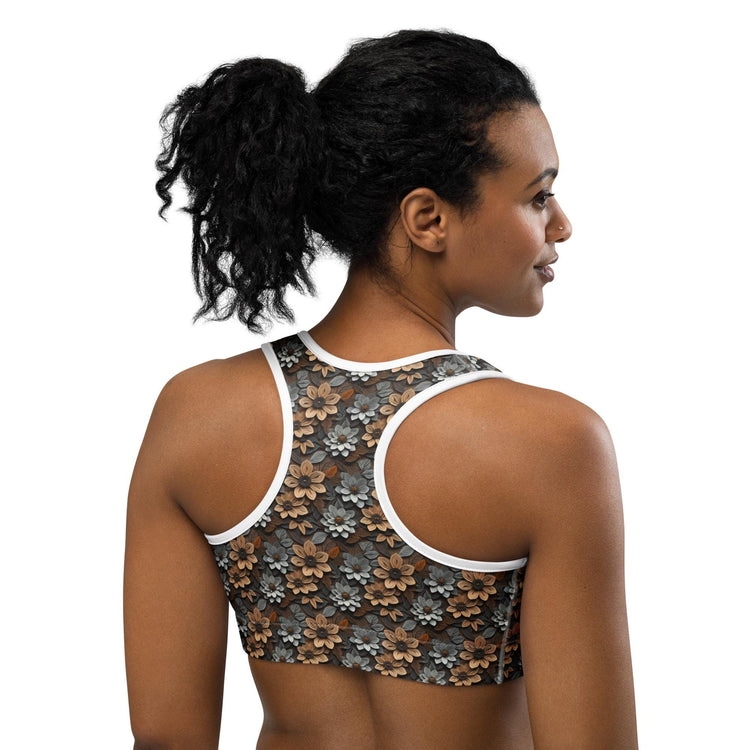 Floral All-Over Print Stylish Sports Bra – Comfortable & Trendy Activewear for Every Workout