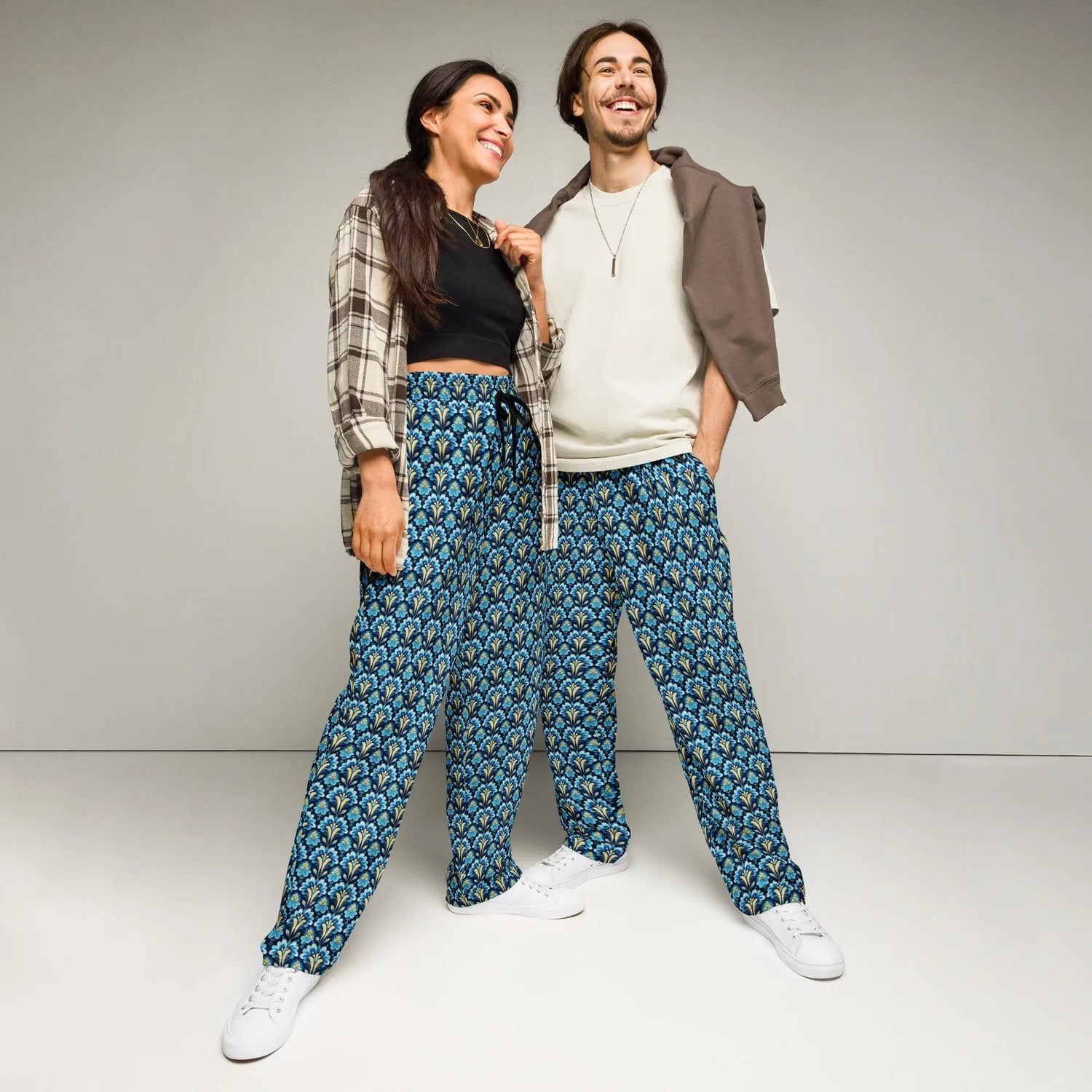 Colorful All-Over Print Uni-Sex Wide-Leg Joggers – Stylish & Comfortable Casual Loungers for Everyday Wear The Aurora Touch