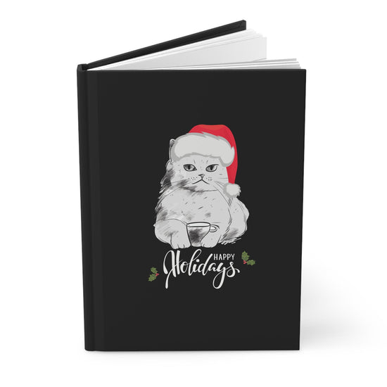 Holiday Kitty Santa Journal, Cat Portrait Novelty Notebook, Xmas Gift, Daily Diary, Simple Christmas Presents, Gift for Cat Lovers