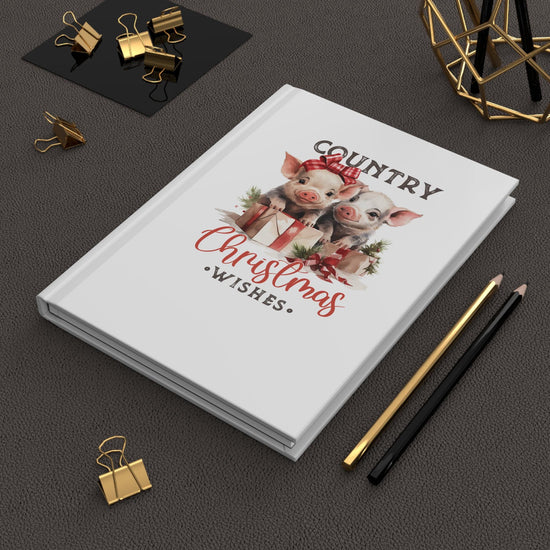 Country Xmas Design Hardcover Journal Matte, Holiday Notebook, Writing Journal, Recipe Book, Christmas Gift, Festive Journal