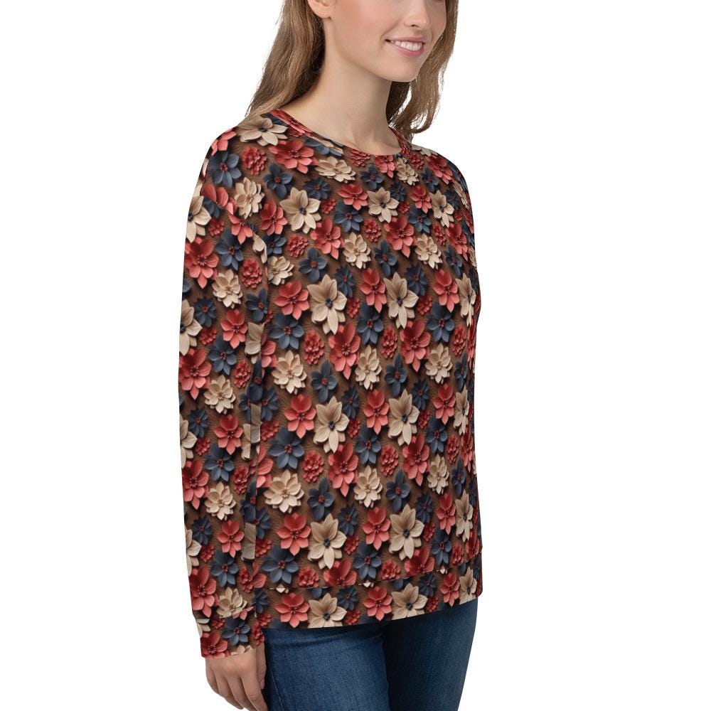 Bright Floral All-Over Pattern Sweatshirt for Women – Vibrant & Cozy Floral Sweatshirt for Every Season