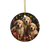 Ceramic Ornament, Golden puppies, Xmas tree decorations, Tree ornaments, Fancy decorations, Dog lovers delight, Home Decor, Holiday gift The Aurora Touch