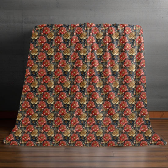 Vintage Floral Velveteen Microfiber Blanket | Cozy Home Decor, Gift for Her, Wedding Present, Floral Throw, Soft Blanket