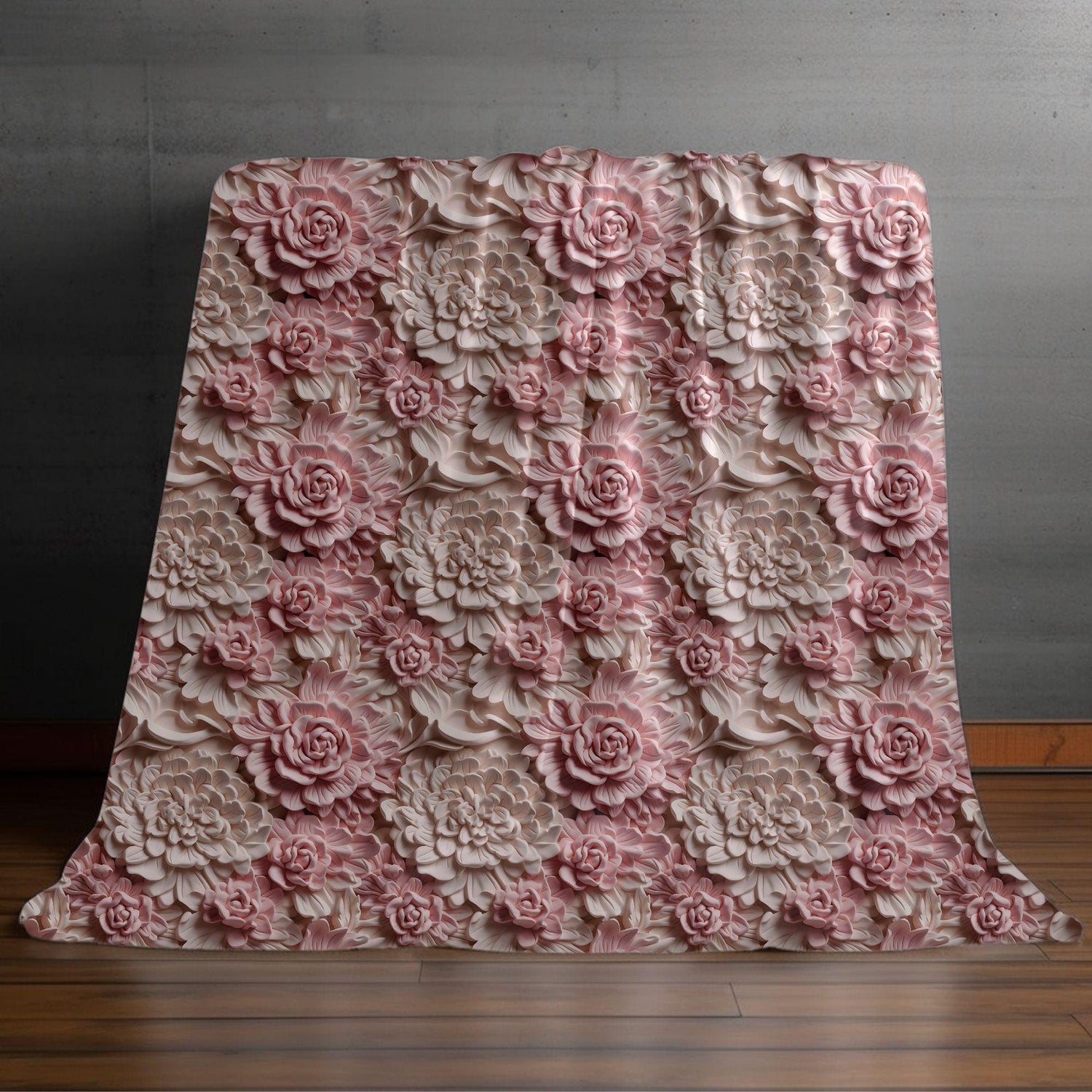 Floral Embossed Velveteen Microfiber Blanket, Cozy Throw, Soft Bed Cover, Home Decor, Gift for Her, Wedding, Birthday