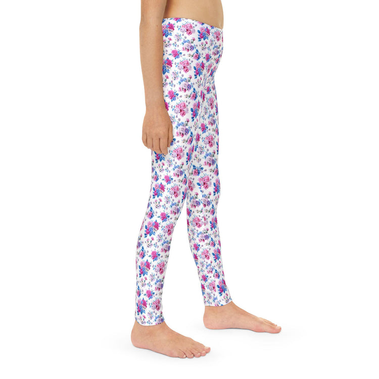 Floral Youth Full-Length Leggings, Stylish Girls Leggings, Comfortable Activewear, Trendy Spring Outfit, Gift for Young Girls