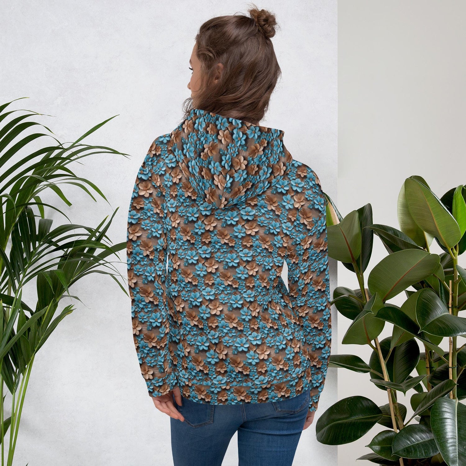 Warm Vibrant 3D Floral All Over Print Hoodie for Women - Stylish Cozy, Perfect for Fall & Winter