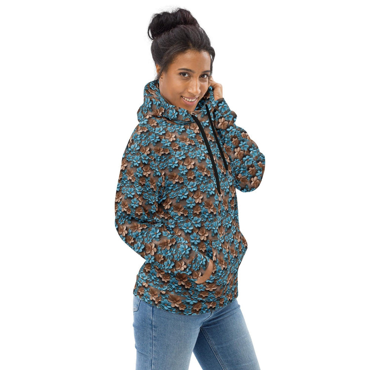 Warm Vibrant 3D Floral All Over Print Hoodie for Women - Stylish Cozy, Perfect for Fall & Winter