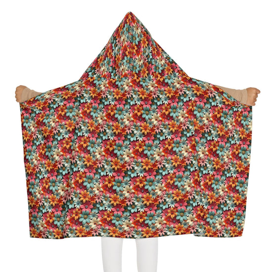 Colorful Floral Youth Hooded Towel - Fun and Cozy for Kids, Pool Days, Beach Trips, Summer Fun, Birthday Gifts, Bath Time
