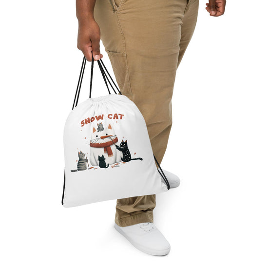 Festive Holiday Design Drawstring Bag | Premium Canvas Gift Tote | Reusable Holiday Shopping Bag