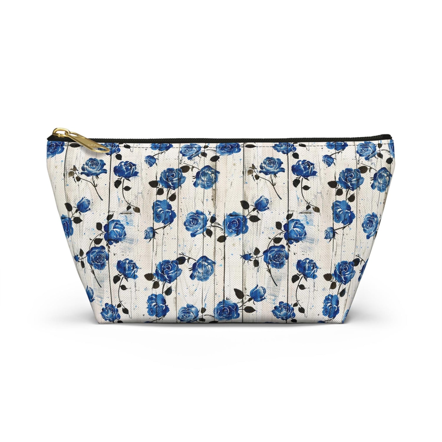 Floral Accessory Pouch, Blue Rose Makeup Bag, Cosmetic Case, Travel Organizer, Gift for Her, Stylish Toiletry Storage