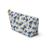 Floral Accessory Pouch, Blue Rose Makeup Bag, Cosmetic Case, Travel Organizer, Gift for Her, Stylish Toiletry Storage