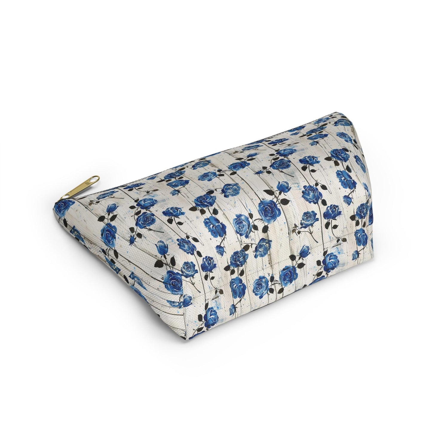 Floral Accessory Pouch, Blue Rose Makeup Bag, Cosmetic Case, Travel Organizer, Gift for Her, Stylish Toiletry Storage