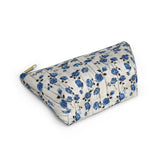 Floral Accessory Pouch, Blue Rose Makeup Bag, Cosmetic Case, Travel Organizer, Gift for Her, Stylish Toiletry Storage