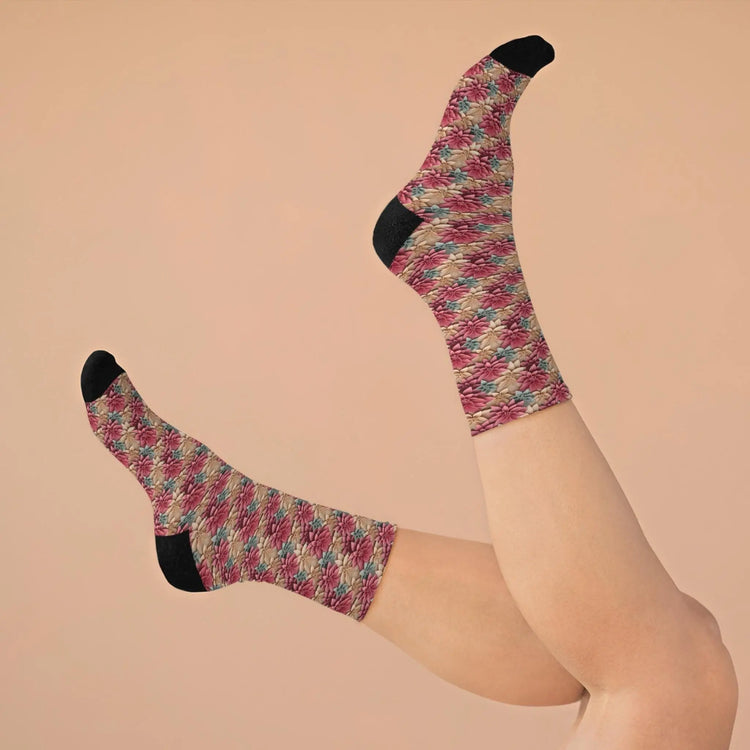 Eco-Friendly Recycled Poly Socks, Colorful Floral Patterned Socks, Sustainable Fashion Accessories, Perfect Gift, Cozy and Comfy, For Her The Aurora Touch