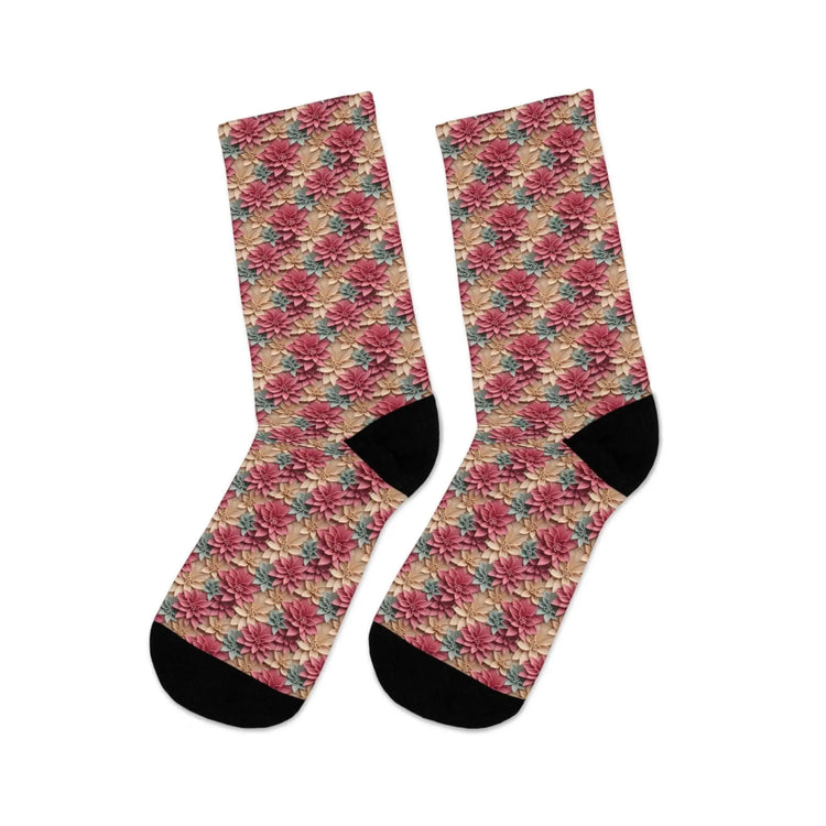 Eco-Friendly Recycled Poly Socks, Colorful Floral Patterned Socks, Sustainable Fashion Accessories, Perfect Gift, Cozy and Comfy, For Her The Aurora Touch
