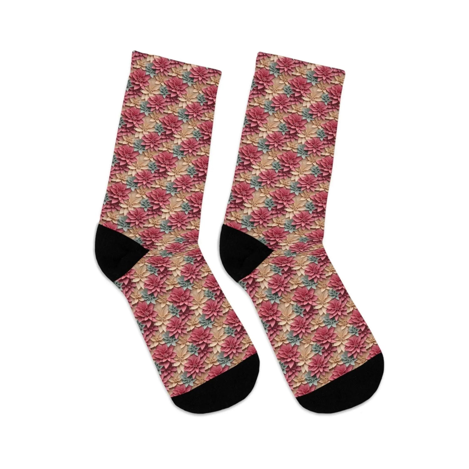 Eco-Friendly Recycled Poly Socks, Colorful Floral Patterned Socks, Sustainable Fashion Accessories, Perfect Gift, Cozy and Comfy, For Her The Aurora Touch
