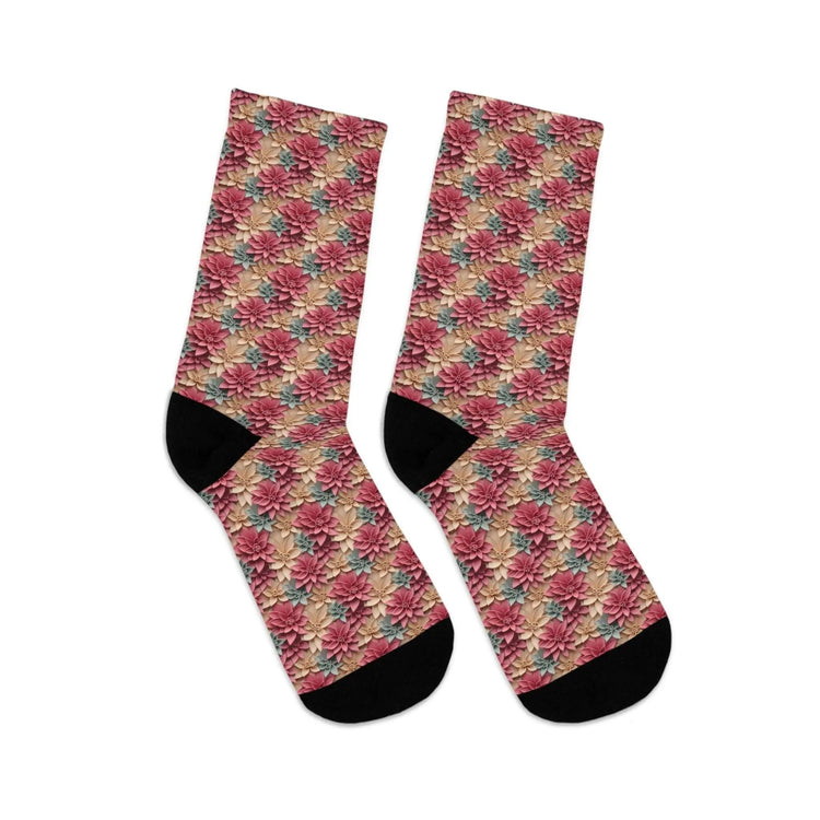 Eco-Friendly Recycled Poly Socks, Colorful Floral Patterned Socks, Sustainable Fashion Accessories, Perfect Gift, Cozy and Comfy, For Her The Aurora Touch