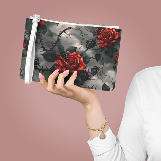 Elegant Floral Clutch Bag | Vintage Rose Design, Evening Purse, Party Accessory, Makeup Organizer, Gift for Her