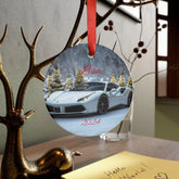 Personalized Holiday Acrylic Ornament, Custom Car Ornament, Christmas Decor, Unique Gift for Car Lovers, 2024 Decor, White Ferrari The Aurora Touch