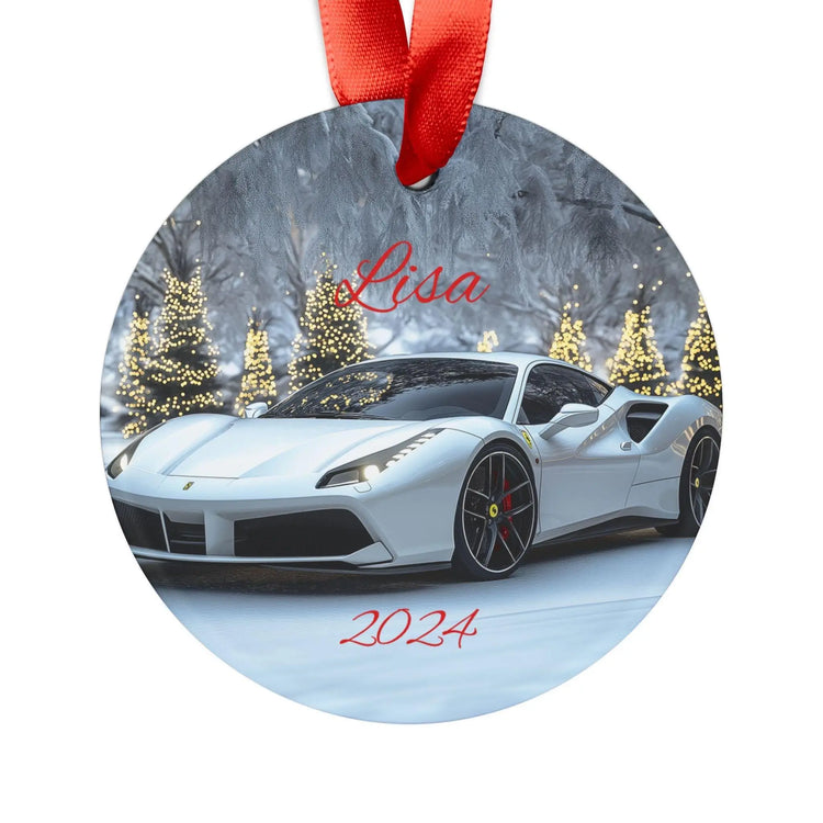 Personalized Holiday Acrylic Ornament, Custom Car Ornament, Christmas Decor, Unique Gift for Car Lovers, 2024 Decor, White Ferrari The Aurora Touch