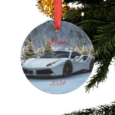 Personalized Holiday Acrylic Ornament, Custom Car Ornament, Christmas Decor, Unique Gift for Car Lovers, 2024 Decor, White Ferrari The Aurora Touch