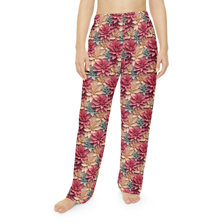 Bohemian Floral Pajama Pants, Cozy Lounge Pants, Indoor Wear, Flower Print Sleepwear, Gift for Her, Relaxation Outfit