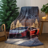 Lamborghini Holiday Velveteen Plush Blanket, Luxury blankets, Xmas Blankets, Bedroom Blanket, Couch Throw, Boys Bedroom, Car Lover Gift