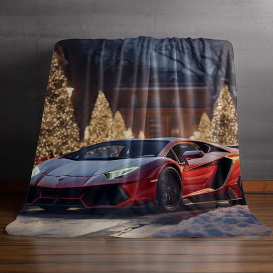 Lamborghini Holiday Velveteen Plush Blanket, Luxury blankets, Xmas Blankets, Bedroom Blanket, Couch Throw, Boys Bedroom, Car Lover Gift