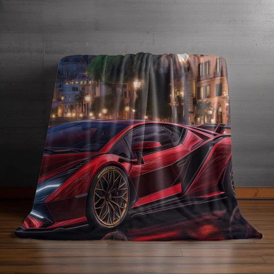 Luxury Sports Car Velveteen Plush Blanket, Cozy Throw for Car Lovers, Great Gift for Birthdays, Home Décor, Movie Nights