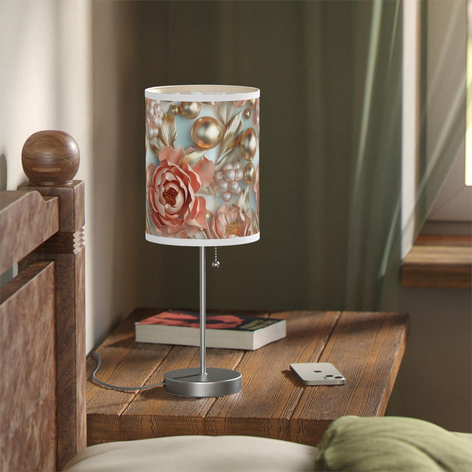 Floral Table Lamp, Elegant Decor, Bedside Lighting, Home Gift, Bedroom Decoration, Modern Lighting Fixture, Flower Design