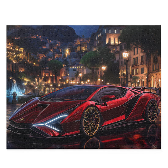 Lamborghini Nightscape Puzzle | 120, 252, 500-Piece | Car Enthusiast Gift | Dynamic Nighttime Art | Family Game Night | Perfect for Father&