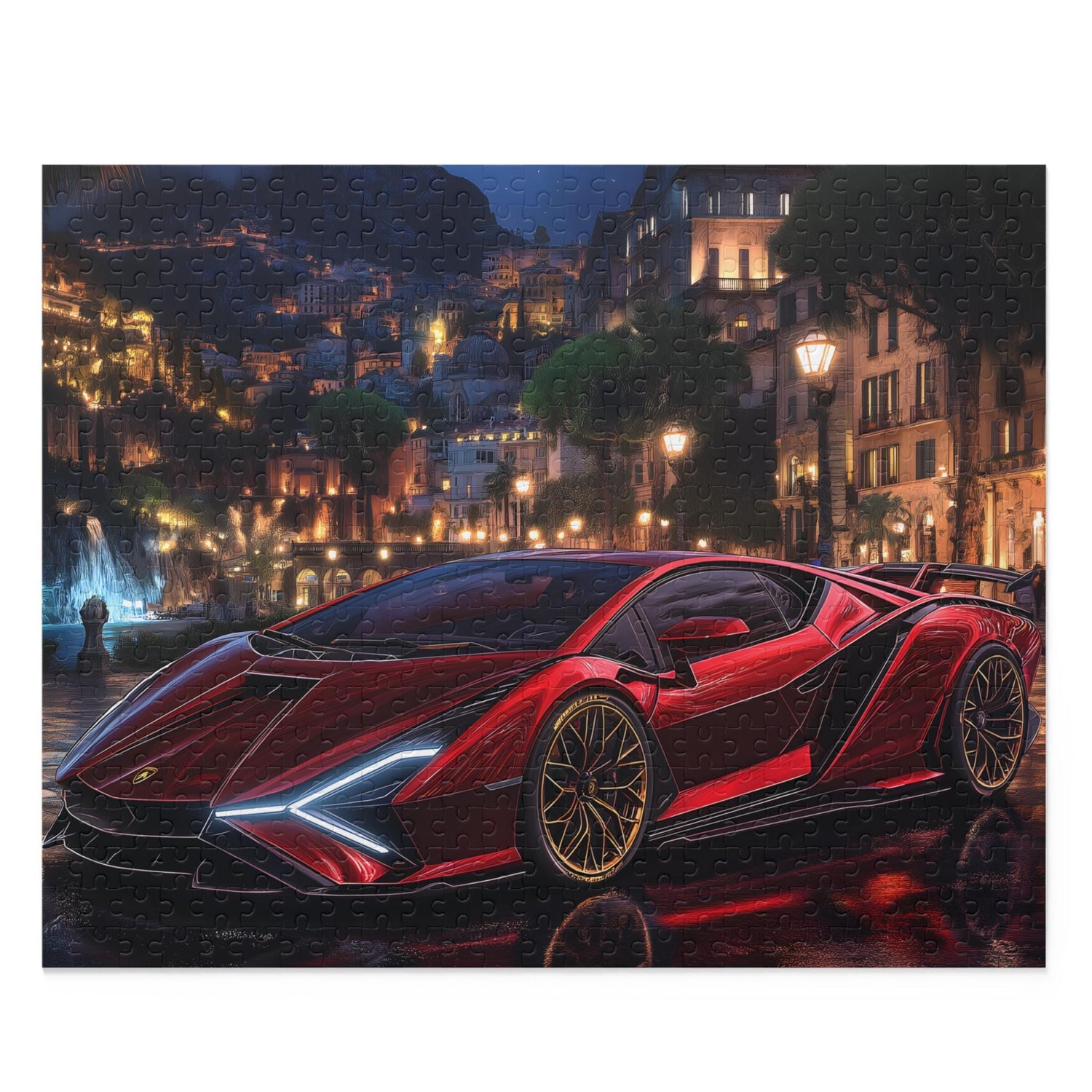 Lamborghini Nightscape Puzzle | 120, 252, 500-Piece | Car Enthusiast Gift | Dynamic Nighttime Art | Family Game Night | Perfect for Father&