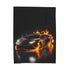 Plush Blanket, Race Car Portrait, Exotic Car Art, Stylish, Young Teen Gift, Teen Bedroom Decor, Black Lamborghini