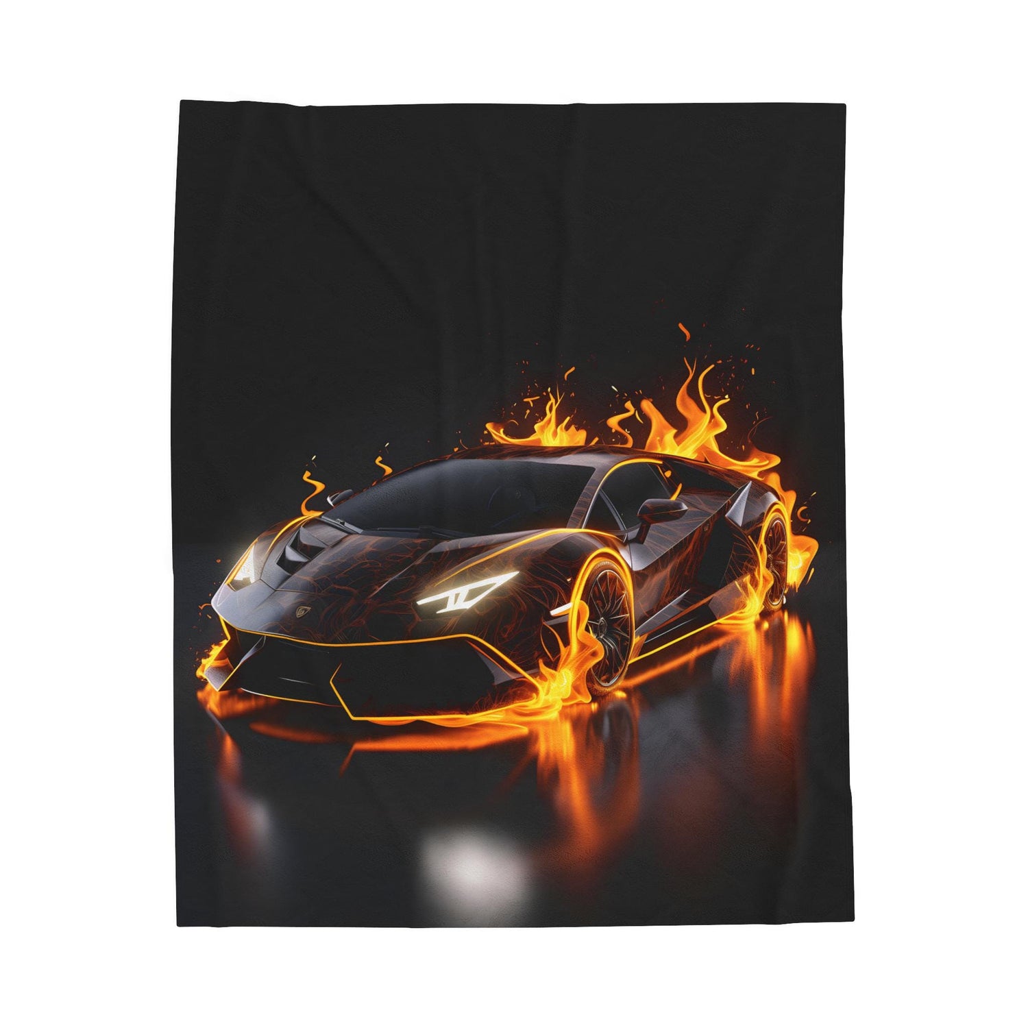 Plush Blanket, Race Car Portrait, Exotic Car Art, Stylish, Young Teen Gift, Teen Bedroom Decor, Black Lamborghini