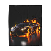 Plush Blanket, Race Car Portrait, Exotic Car Art, Stylish, Young Teen Gift, Teen Bedroom Decor, Black Lamborghini