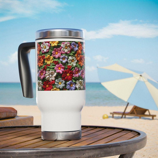Vibrant Floral Stainless Steel Travel Mug, Perfect for Coffee Lovers, On-the-Go Drinkware, Eco-Friendly Gift Ideas, Travel Accessory