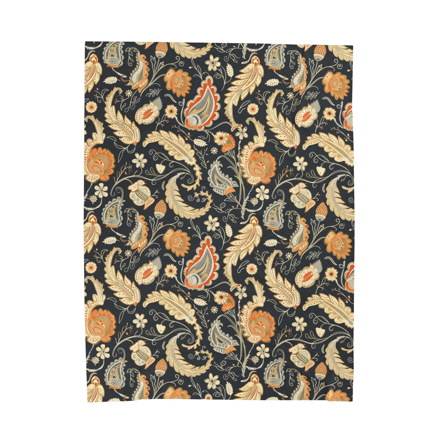 Bohemian Paisley Velveteen Plush Blanket, Cozy Throw for Home Decor, Stylish Gift, Bedroom Accent, Perfect for All Seasons