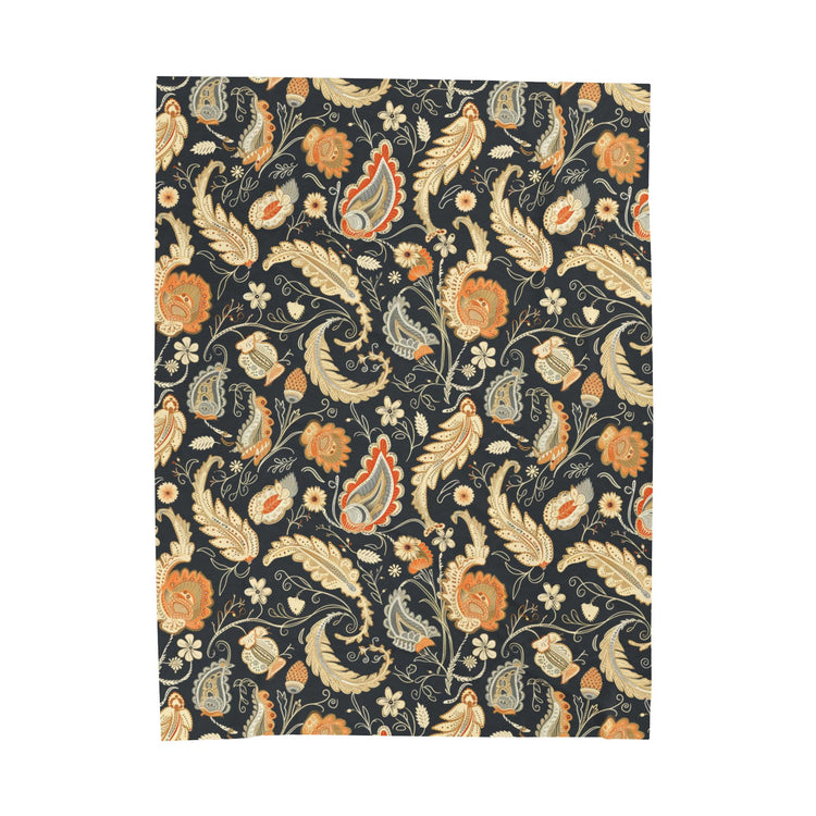 Bohemian Paisley Velveteen Plush Blanket, Cozy Throw for Home Decor, Stylish Gift, Bedroom Accent, Perfect for All Seasons