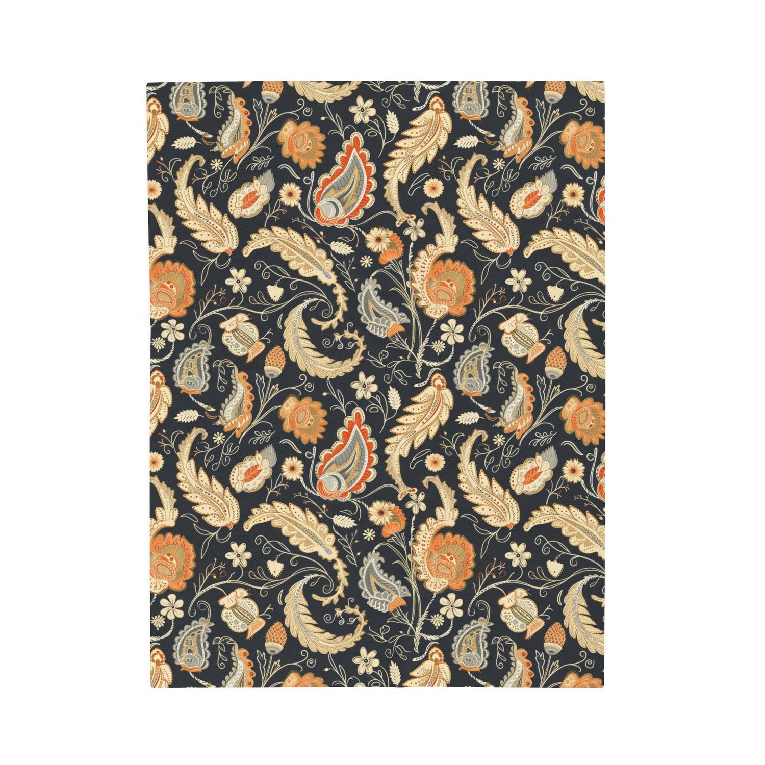 Bohemian Paisley Velveteen Plush Blanket, Cozy Throw for Home Decor, Stylish Gift, Bedroom Accent, Perfect for All Seasons