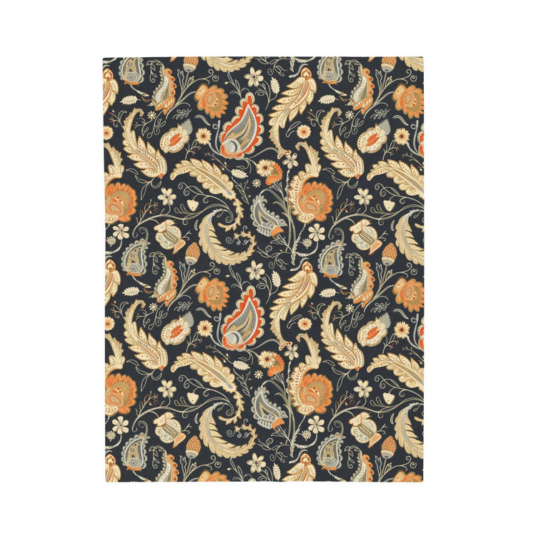 Bohemian Paisley Velveteen Plush Blanket, Cozy Throw for Home Decor, Stylish Gift, Bedroom Accent, Perfect for All Seasons