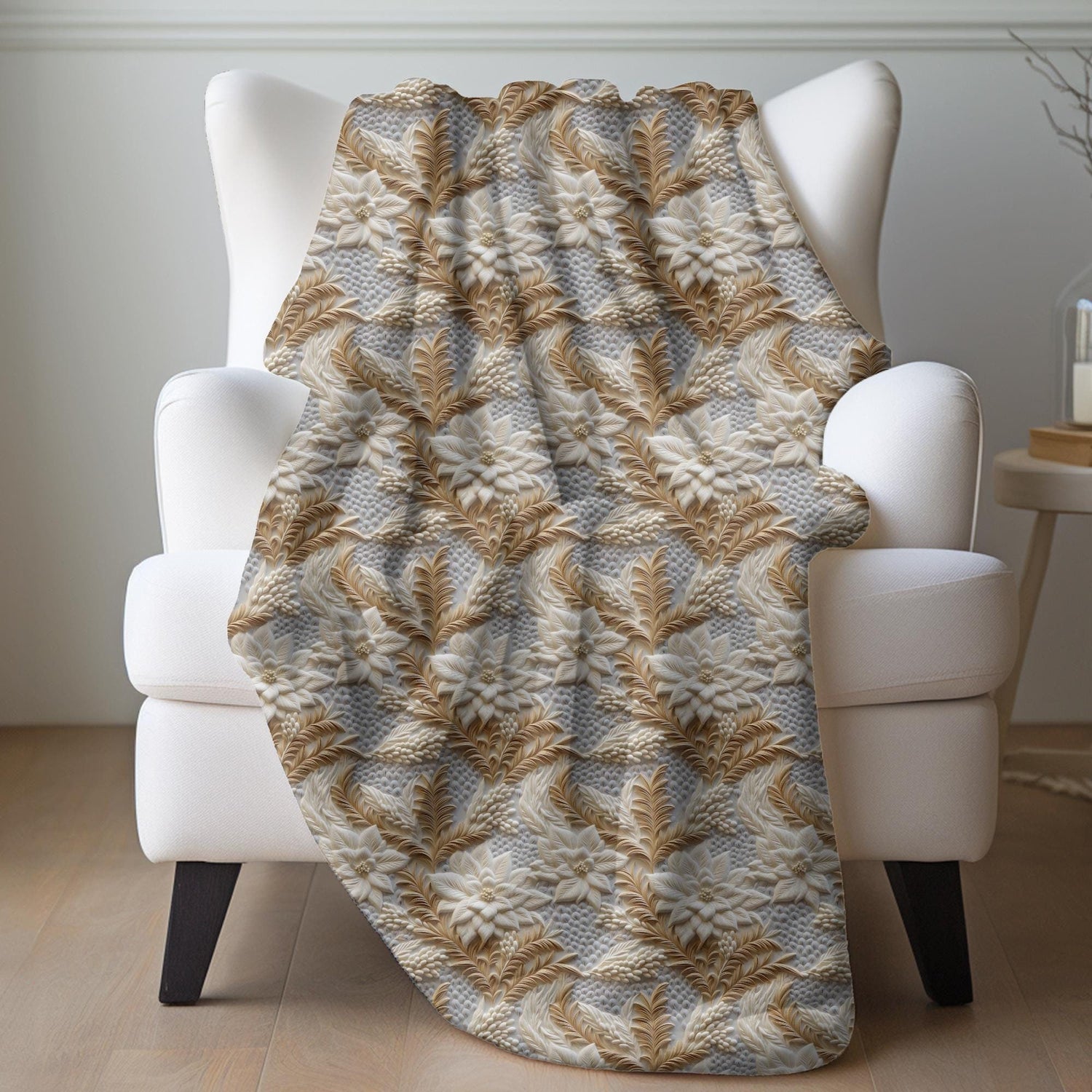 Cozy Velveteen Plush Blanket - Soft Floral Pattern Throw for Home Decor, Gift for Weddings, Birthday, Housewarming, Snuggling