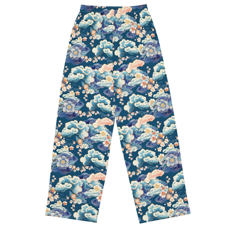 Chinoiserie Delight: Unisex Wide-Leg Relaxed Style Pants – All-Over Print