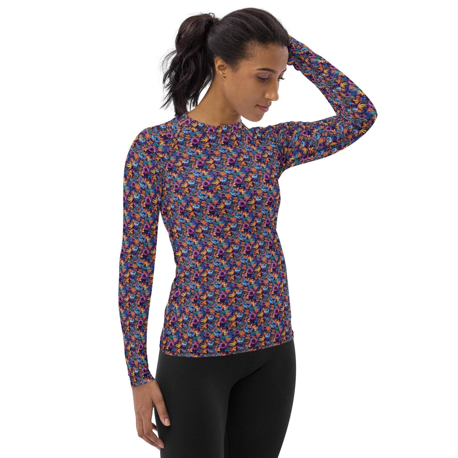 Vibrant Womens All-Over Print Rash Guard – Colorful Pattern Wear for Active Women
