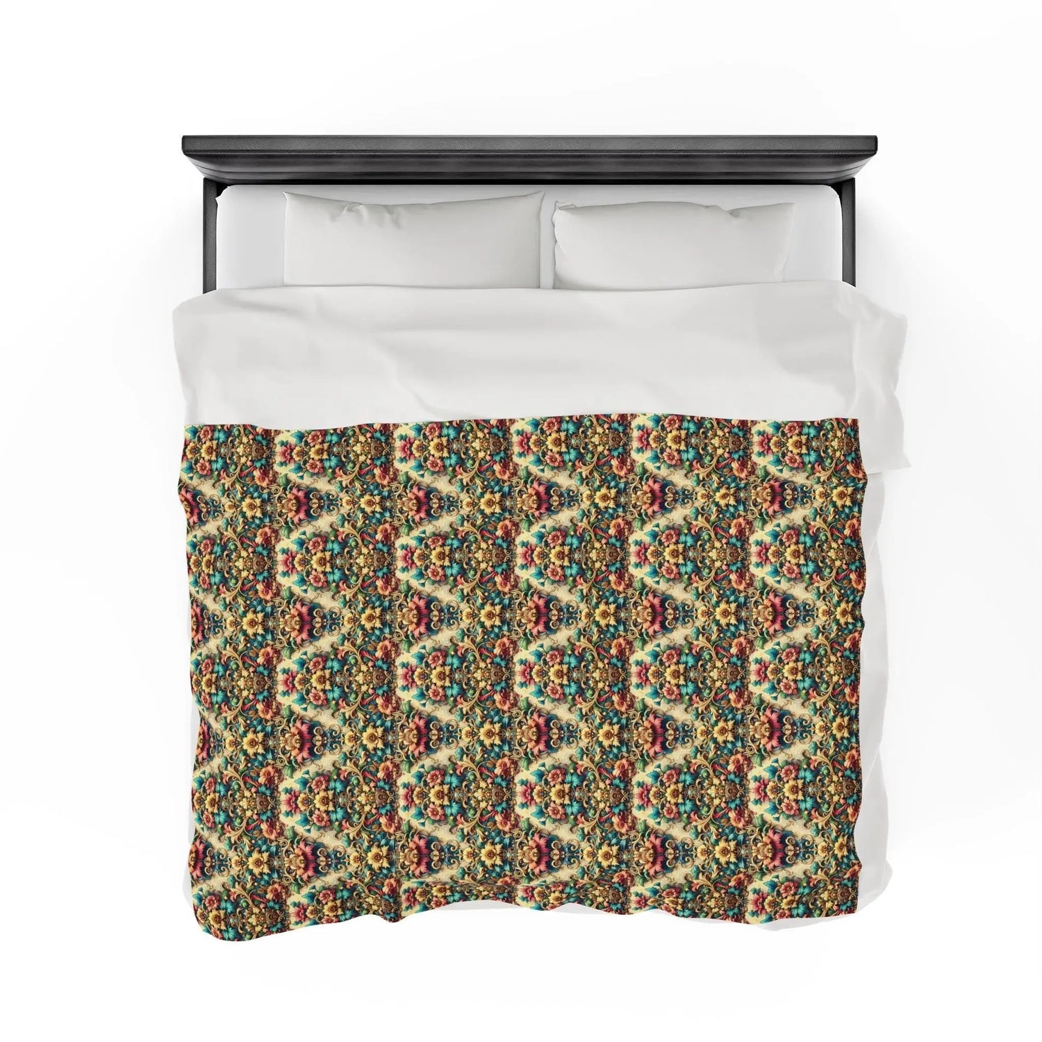 Victorian Floral Velveteen Blanket, Cozy Plush Throw for Home Decor, Floral Pattern Print, Warm Sofa Blanket, Bedding Gift Idea The Aurora Touch