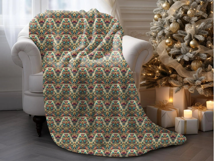 Victorian Floral Velveteen Blanket, Cozy Plush Throw for Home Decor, Floral Pattern Print, Warm Sofa Blanket, Bedding Gift Idea The Aurora Touch