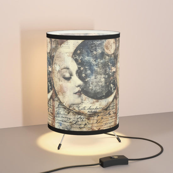 Artistic Tripod Lamp with High-Res Printed Shade, Mood Lighting for Home Decor, Bohemian Style, Celestial Gift Idea, Bedroom Lamp, Reading