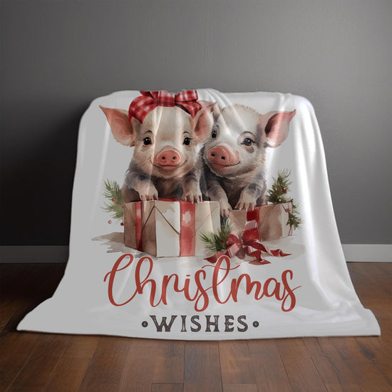 Velveteen Plush Blanket, Country Xmas Farm House Decor Fleece Warm Animal Print Throw, Cozy Winter Holiday Gift, Home Living Room Bedding